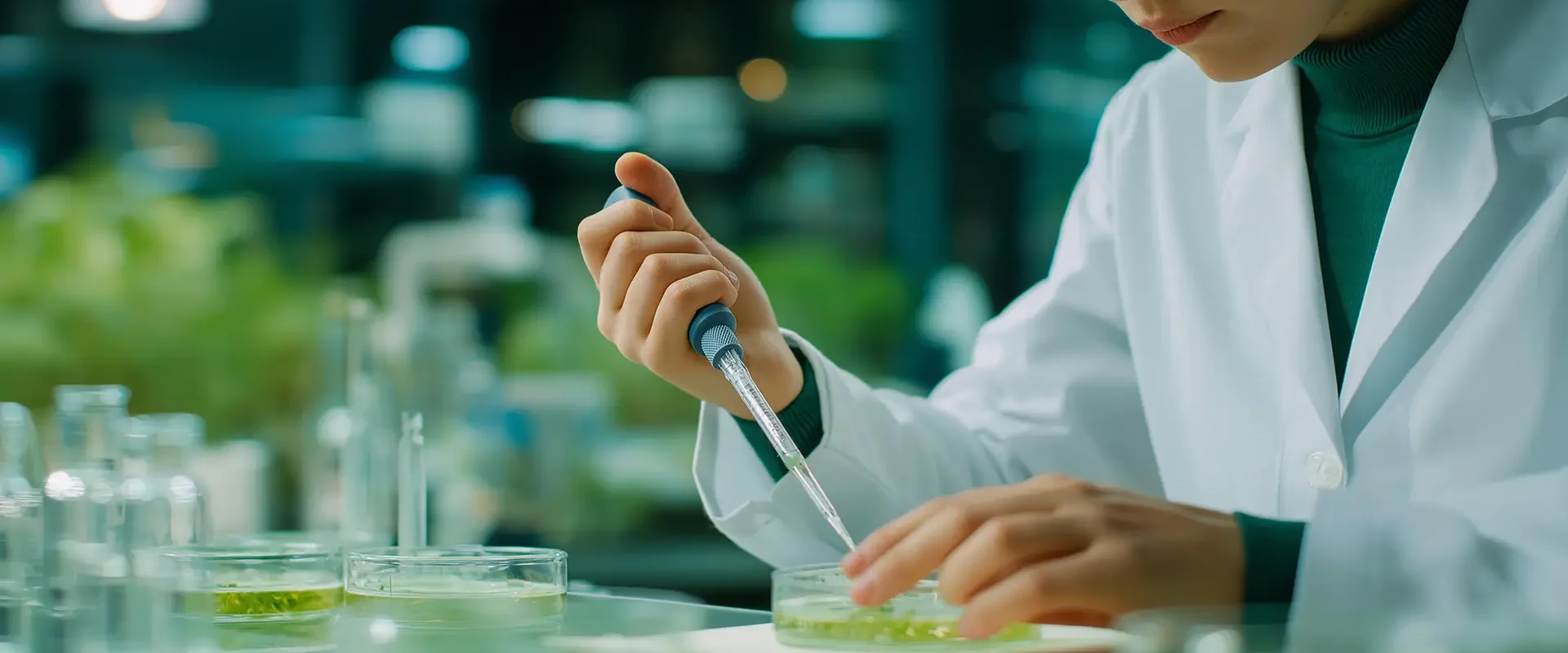 Laboruntersuchung mit Pipette und Petrischalen bei wissenschaftlicher Analyse